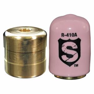 JB INDUSTRIES SHLD-P50 Refrigerant Cap Locks, R-410A, 1/4 Inch Thread Size, Pink, Brass, 50 PK | CR4ZAM 20HK05