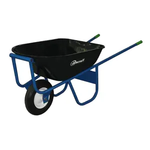 JESCRAFT SWA-610FF Wheelbarrow, All-Welded, Steel, Single Wheel, 16 Inch Flat Free Tire, 4 Inch Hub | CJ6NKX