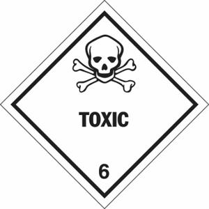 JJ KELLER 1677 Dot Container Label, Toxic 6, 4 Zoll Etikettenbreite, 4 Zoll Etikettenhöhe, Papier, 500 PK | CR6ABY 491G46