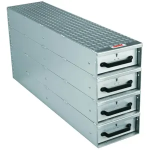 JOBOX 1409980 Drawer Storage, Long Stacked, 4 Drawer, 50 x 12 x 24 Inch Size, Silver, Aluminium | AA9UKQ 1FEJ2