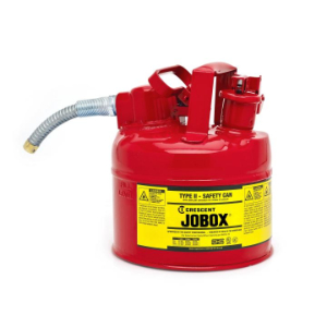 JOBOX 822990 Safety Can For Gasoline & Flammable Liquid, 2 gal., Red, Steel | CM9GLN