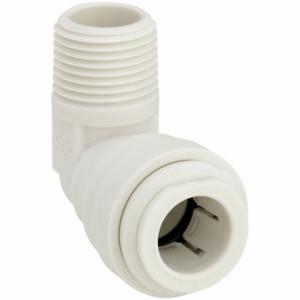 JOHN GUEST PP481623W Fixed Elbow, Polypropylene, Push-to-Connect x NPTF, 1/2 Inch Tube OD, 3/8 Inch Pipe Size | CR6AEJ 400L13