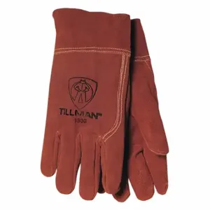 JOHN TILLMAN CO 1300M Gloves, Straight Thumb, Straight Cuff, Brown Cowhide, Tillman 1300, M Glove Size | CR6BJP 56LR40