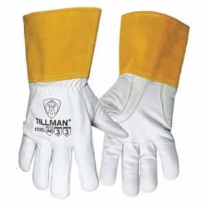 JOHN TILLMAN CO 13323X Gloves, Straight Thumb, Straight Cuff, Premium, White Goatskin, Tillman 1332 | CR6BJW 56LR70