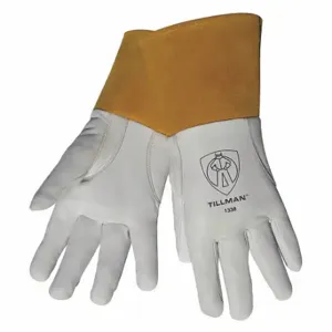 JOHN TILLMAN CO 1338L Gloves, Straight Thumb, Straight Cuff, White Goatskin, Tillman 1338, L Glove Size | CR6BKA 56LR62