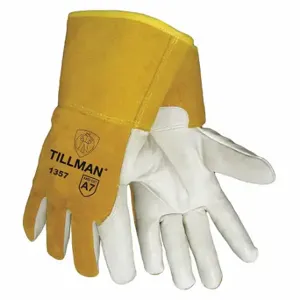 JOHN TILLMAN CO 1357S Gloves, Wing Thumb, Straight Cuff, Premium, Brown Cowhide, Tillman 1357, S Glove Size | CR6BKK 56LR48