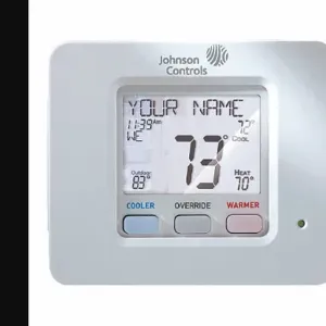 JOHNSON CONTROLS T8490 Digital Thermostat, 35 Deg To 99 Deg F, Humidification Control, Dehumidification Control | CR6ANG 53WN17