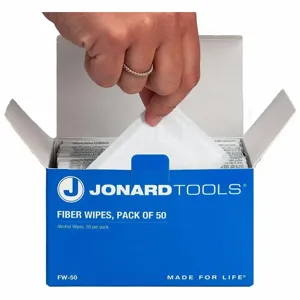 JONARD FW-50 Fiber Wipes, Fiber Optic Cables, 91% Isopropyl Alcohol, 50Pk | CJ2DXP 54DW02