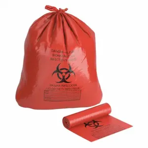 JUSTRITE 05901 Biohazard Waste Can Liner Bag, 83.8cm x 61cm, Red, Pack of 100 | CD8CBJ JCN05901RD, 5930