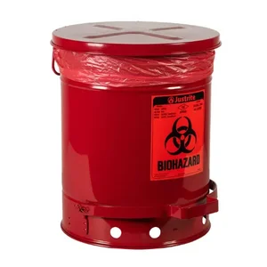 JUSTRITE 05930R Biohazard Waste Can, 38L Capacity, 354mm Dia., 464mm Length, Red | CD8CBK JCN05930RD, 5930R