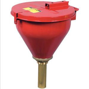 JUSTRITE 08207 Drum Funnel For Flammables, Self closing Cover, 273mm Dia., 254mm Length, Red | AC8JBP JDR08207RD, 8207