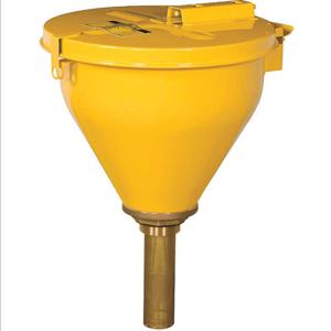 JUSTRITE 08227 Drum Funnel For Flammables, Self closing Cover, 273mm Dia., 254mm Length, Yellow | AD2TUW JDR08227YL, 8227
