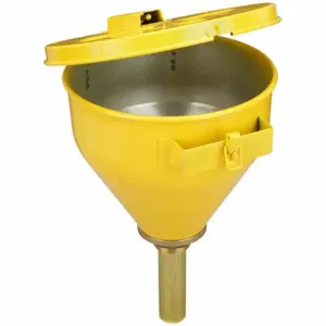 JUSTRITE 08227 Drum Funnel For Flammables, Self closing Cover, 273mm Dia., 254mm Length, Yellow | AD2TUW JDR08227YL, 8227