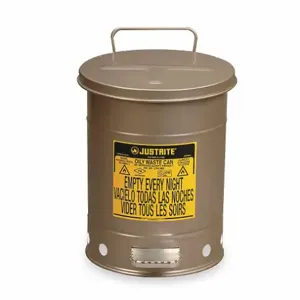 JUSTRITE 09104 Oily Waste Can, Foot Operated, 22.7L, 302mm Dia., 403mm Length | AC3EUJ JCN09104SI, 9104