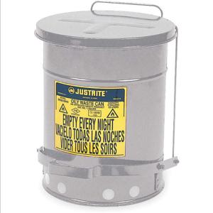 JUSTRITE 09704 Oily Waste Can, Foot Operated, 79.5L, 467mm Dia., 595mm Length | AC3EUM JCN09704SI, 9704