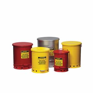 JUSTRITE 09308 Oily Waste Can, Foot Operated, 37.85L, 354mm Dia., 464mm Length, Red | AC9XHB JCN09308RD, 9308