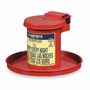 JUSTRITE 09400 Benchtop Safety Can, Self-Closing Lid, 0.4 Gallon, Red, Galvanised Steel | AC3EUC 2RYG8