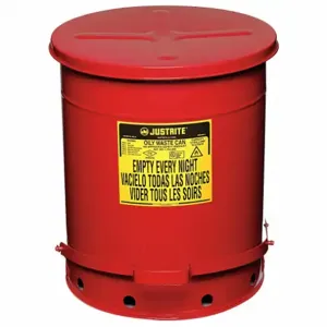 JUSTRITE 09508 Oily Waste Can, 14 Gallon, Steel, Red | AD2NYW 3TCH8