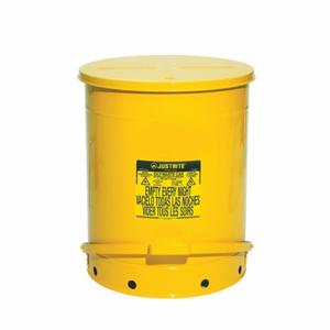 JUSTRITE 09701 Oily Waste Can, Foot Operated, 79.5L, 467mm Dia., 595mm Length, Yellow | AC3EUH JCN09701YL, 9701