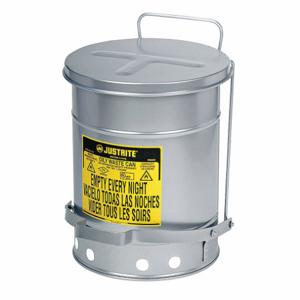 JUSTRITE 09704 Oily Waste Can, Foot Operated, 79.5L, 467mm Dia., 595mm Length | AC3EUM JCN09704SI, 9704