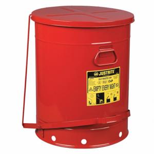 JUSTRITE 09708 Oily Waste Can, 21 Gallon, Steel, Red | AC9XHC 3LCR4