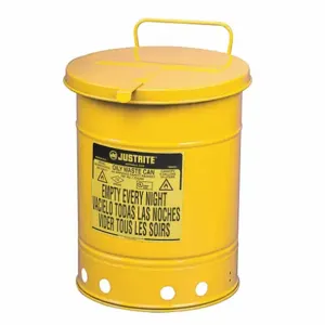 JUSTRITE 09711 Oily Waste Can, 21 Gallon, Steel, Yellow | AA4ZUA 13M351