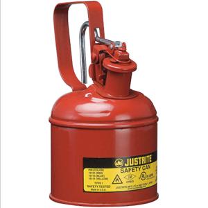 JUSTRITE 10101 Safety Can With Trigger-Handle, S/S Flame Arrester, 1 Quart, Steel, Red | CD8DTJ JCN10101Z0
