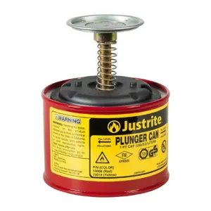 JUSTRITE 10008 Plunger Dispensing Can, 1 Pint, Galvanised Steel, Red | AE7VFV JUT10008RD