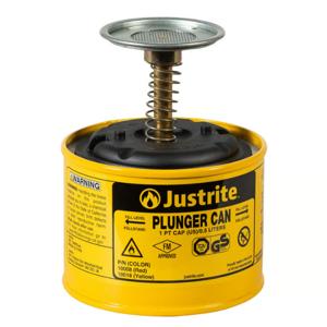 JUSTRITE 10018 Plunger Dispensing Can, 1 Pint, Steel, Yellow | AA4ZUB JUT10018YL