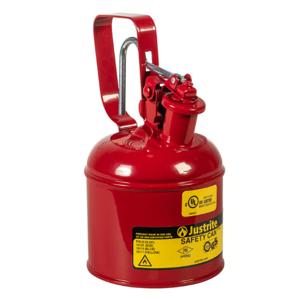 JUSTRITE 10101 Safety Can With Trigger-Handle, S/S Flame Arrester, 1 Quart, Steel, Red | CD8DTJ JCN10101Z0