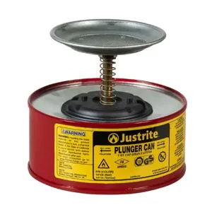 JUSTRITE 10108 Plunger Dispensing Can, 1 Quart, Galvanised Steel, Red | AD2NYH JUT10108RD