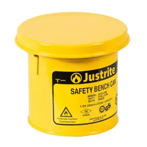 JUSTRITE 10171 Bench Can with Perforated Dasher Plate, 1 Quart, Steel, Yellow | AA4ZUE JUT10171YL