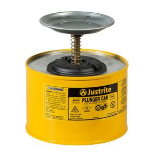 JUSTRITE 10218 Plunger Dispensing Can, 1/2 Gallon, Steel, Yellow | AA4ZUF JUT10218YL
