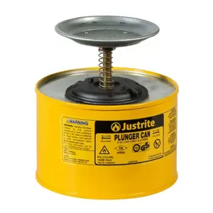 JUSTRITE 10218 Plunger Dispensing Can, 1/2 Gallon, Steel, Yellow | AA4ZUF JUT10218YL