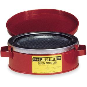 JUSTRITE 10295 Bench Can with Perforated Dasher Plate, 1/2 Gallon, Galvanised Steel, Red | AC8HHJ JUT10295RD