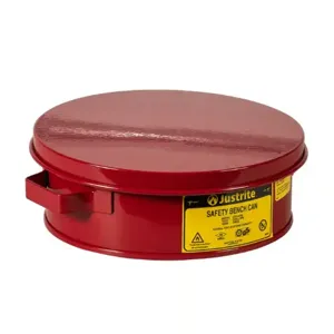 JUSTRITE 10295 Bench Can with Perforated Dasher Plate, 1/2 Gallon, Galvanised Steel, Red | AC8HHJ JUT10295RD