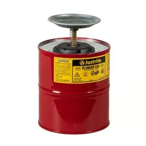 JUSTRITE 10308 Plunger Dispensing Can, 1 Gallon, Galvanised Steel, Red | AE3BFH JUT10308RD