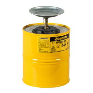 JUSTRITE 10318 Plunger Dispensing Can, 1 Gallon, Steel, Yellow | AA4ZUH JUT10318YL