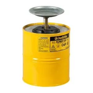 JUSTRITE 10318 Plunger Dispensing Can, 1 Gallon, Steel, Yellow | AA4ZUH JUT10318YL