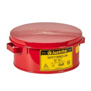 JUSTRITE 10370 Bench Can with Perforated Dasher Plate, 1 Gallon, Galvanised Steel, Red | AE3BCM 5AP05