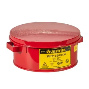 JUSTRITE 10370 Bench Can with Perforated Dasher Plate, 1 Gallon, Galvanised Steel, Red | AE3BCM 5AP05