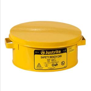 JUSTRITE 10385 Bench Can with Perforated Dasher Plate, 1 Gallon, Steel, Yellow | AA4ZUK JUT10385YL