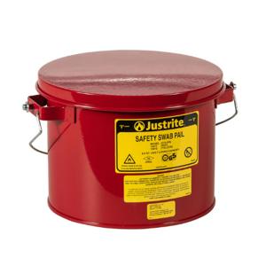 JUSTRITE 10471 Swab Pail, Perforated Dasher Plate, Hinged Cover, 6 Quart, Steel, Red | AA4ZUL JUT10471RD