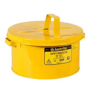 JUSTRITE 10578 Bench Can with Perforated Dasher Plate, Without Basket, 2 Gallon, Yellow | CD8CCX JUT10578YL