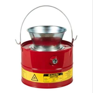 JUSTRITE 10903 Drain Can, 3 Gallon, Plated Steel Funnel, Red | AD2NWF 3TAY9