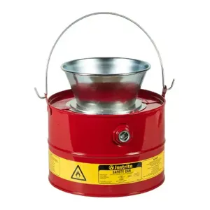 JUSTRITE 10903 Drain Can, 3 Gallon, Plated Steel Funnel, Red | AD2NWF 3TAY9