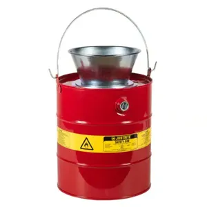 JUSTRITE 10905 Drain Can, 5 Gallon, Plated Steel Funnel, Red | AD2NWG 3TAZ1