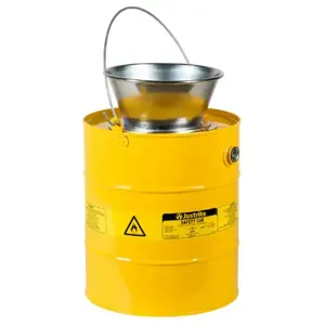 JUSTRITE 10906 Drain Can, 5 Gallon, Plated Steel Funnel, Yellow | CD8CDA JCN10906YL