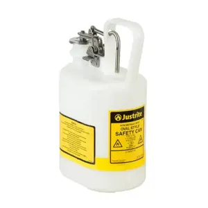 JUSTRITE 12162 Safety Can, Flame Arrester, Type I, 1 Gallon, 12-3/4 Inch Height, White | AA4ZUU 13M370