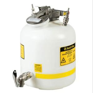JUSTRITE 12770 HPLC Safety Disposal Can, Disposal Poly With Faucet, 5 Gallon, White | CD8CDR